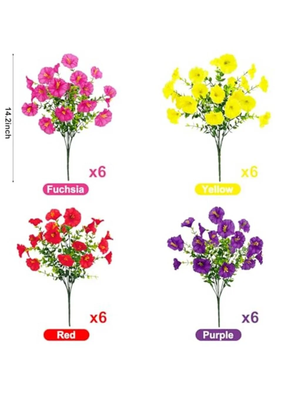 24 Bundle Artificial Silk Flowers Outdoor UV Resistant Faux Eucalyptus Decor